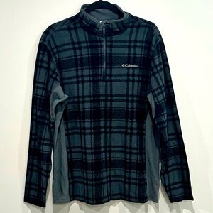 Columbia Men’s Plaid Fleece Quarter Zip Grey PREOWNED